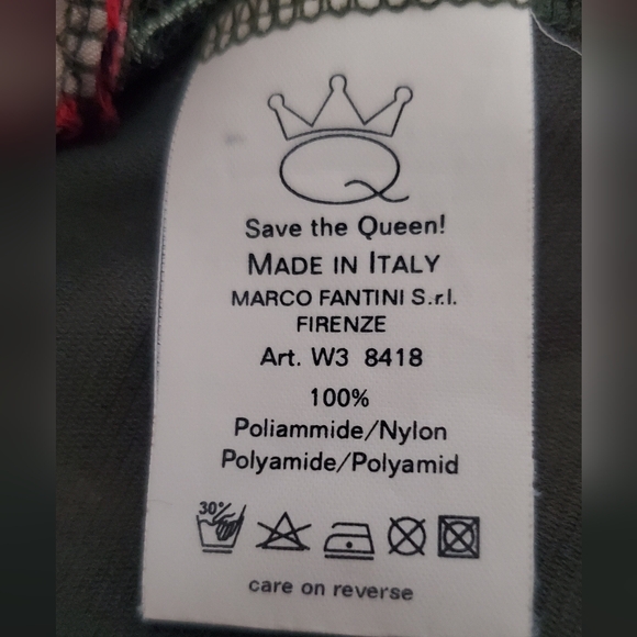 SAVE THE QUEEN long sleeve mixed fabric button down blouse, size L, colorful - Picture 10 of 11